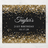 Gouden Glitter Zwart 21e verjaardag Bier Etiket (Enkel label)