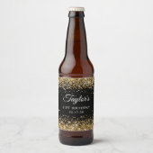 Gouden Glitter Zwart 21e verjaardag Bier Etiket (Voorkant)