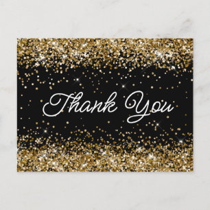 Gouden Glitter Zwart 21e Verjaardag Script Bedankt Briefkaart