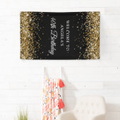 Gouden Glitter Zwart 40e Verjaardag Verticaal Spandoek (Insitu)