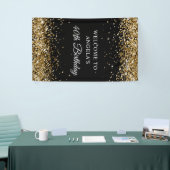 Gouden Glitter Zwart 40e Verjaardag Verticaal Spandoek (Beurs)