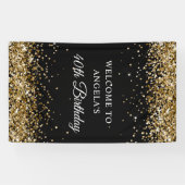 Gouden Glitter Zwart 40e Verjaardag Verticaal Spandoek (Horizontaal)