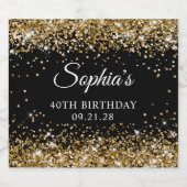 Gouden Glitter Zwart 40ste verjaardag Likeurfles Etiket (Enkel label)