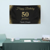 Gouden glitter zwart 50 en fantastische verjaardag spandoek (Beurs)