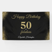 Gouden glitter zwart 50 en fantastische verjaardag spandoek (Horizontaal)