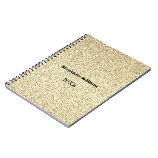Gouden Glitter Zwart Aangepaste Naam Bruiloft Brui Notitieboek (Linkerzijde)