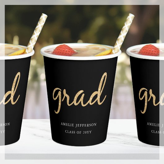 Gouden Glitter | Zwart Afstuderen Papieren beker
