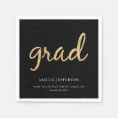 Gouden Glitter | Zwart Afstuderen Servet (Voorkant)