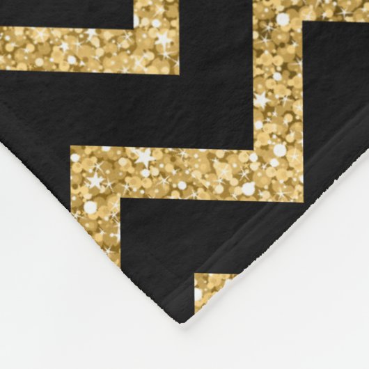 Gouden Glitter Zwart Chevron Zigzag Patroon Monogr Fleece Deken (Hoek)
