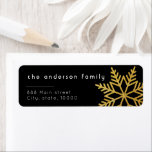 Gouden Glitter Zwart Christmas Return Adres Label<br><div class="desc">Goudglitter snowflake zwarte inzendlabel is geweldig voor kerstmis en nieuwjaarse mailing. De naam en het adres kunnen gemakkelijk worden veranderd.</div>
