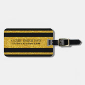 Gouden glitter zwart decoratieve strepen bagagelabel (Voorkant horizontaal)