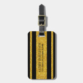 Gouden glitter zwart decoratieve strepen bagagelabel (Voorkant verticaal)