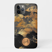 Gouden glitter zwart elegant abstract monogram Case-Mate iPhone case (Achterkant)