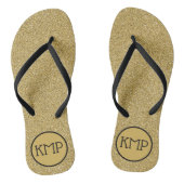 Gouden Glitter Zwart en Goud Monogram Teenslippers (Voetbed)