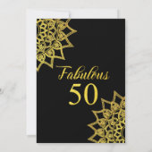 Gouden Glitter Zwart Fabulous 50 Verjaardag Kaart (Achterkant)