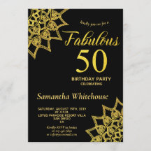 Gouden Glitter Zwart Fabulous 50 Verjaardag