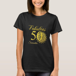 Gouden Glitter Zwart Fabulous 50ste verjaardag T-shirt