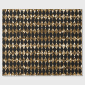 Gouden Glitter Zwart Harlekijn Patroon Kerstmis Cadeaupapier (Vlak)
