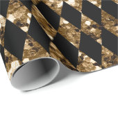 Gouden Glitter Zwart Harlekijn Patroon Kerstmis Cadeaupapier (Rol Hoek)