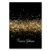 Gouden Glitter Zwart Individuele Naam Plaats Kaart (Voorkant)