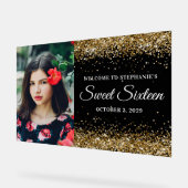 Gouden Glitter Zwart Lief Zestien Welkom Groot Acryl Bord (Hoek)