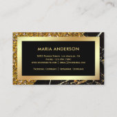 Gouden Glitter Zwart Marmeren Haar Salon Make-up A Visitekaartje (Achterkant)