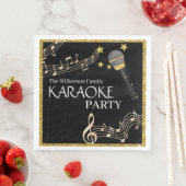 Gouden Glitter Zwart Microfoon Muziek Karaoke Part Servet (Insitu)