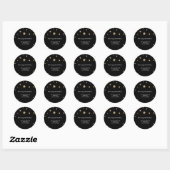 Gouden Glitter Zwart Modern Bruiloft Bruids Sticke Ronde Sticker (Vel)