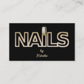 Gouden Glitter Zwart Nail Technician Visitekaartje (Voorkant)