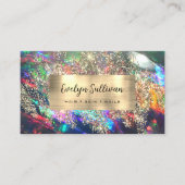 Gouden glitter zwart opaal visitekaartje (Voorkant)