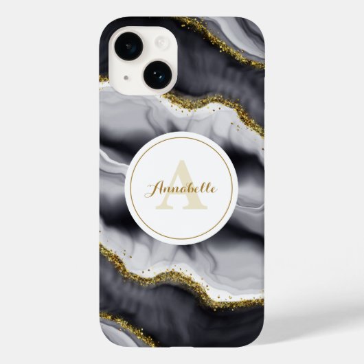 Gouden Glitter Zwart Personaliseren Case-Mate iPhone Case (Achterkant)
