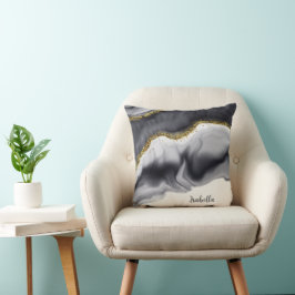 Gouden Glitter Zwart Personaliseren Kussen