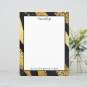 Gouden Glitter Zwart Streep Design Persoonlijk (Staand voorkant)