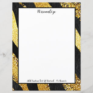 Gouden Glitter Zwart Streep Design Persoonlijk