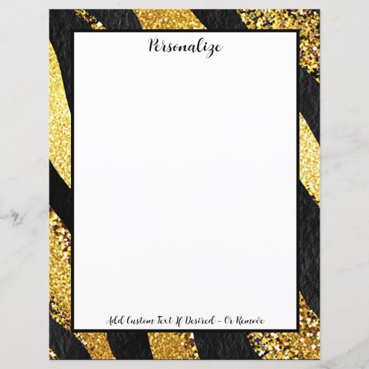 Gouden Glitter Zwart Streep Design Persoonlijk (Voorkant)