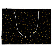 Gouden Glitter Zwart Vrolijk Kerstmis Polka Dots Groot Cadeauzakje (Achterkant)