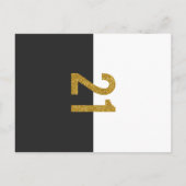 Gouden Glitter Zwart Wit & Goud 21ste Verjaardag Uitnodiging Briefkaart (Achterkant)