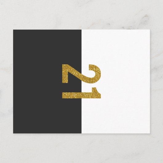 Gouden Glitter Zwart Wit & Goud 21ste Verjaardag Uitnodiging Briefkaart (Achterkant)