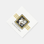Gouden Glitter Zwart Wit Ijs Schaats Party Paper Servet (Hoek)