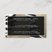 Gouden Glitter & Zwart & Wit Zebra Visitekaartje (Achterkant)