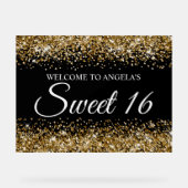 Gouden Glitter Zwart Zoet 16 Acryl Bord (Voorkant)