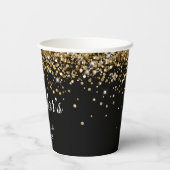 Gouden Glitter Zwart Zoet 16 Papieren Bekers (Achterkant)