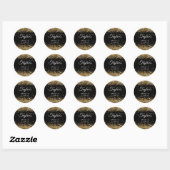 Gouden Glitter Zwart Zoet 16 Ronde Sticker (Vel)