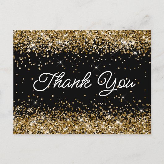 Gouden glitter Zwarte 21e verjaardag Script Dank j Briefkaart (Voorkant)