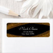 Gouden Glitter & Zwarte Aangepaste Adreslabels Etiket (Insitu)