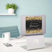 Gouden Glitter Zwarte Bruidsmeisje Voorstel Cadeau Sticker (Laptop op bureau)