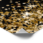 Gouden Glitter Zwarte Bruiloft Feest Welkom Poster (Hoek)