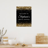 Gouden Glitter Zwarte Bruiloft Feest Welkom Poster (Keuken)