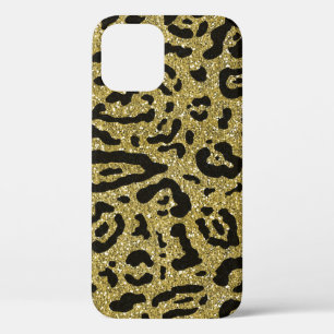 Gouden glitter zwarte cheeta luipaard dierprint Case-Mate iPhone case