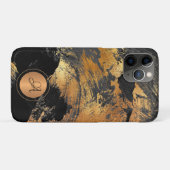 Gouden glitter zwarte elegante monogram Case-Mate iPhone case (Achterkant (horizontaal))